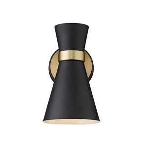 Z-Lite Soriano 5.5-in W 1-Light Matte Black and Heritage Brass Modern/Contemporary Wall Sconce