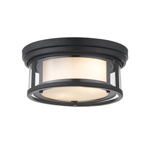 Z-Lite Willow 12-in Matte Black Contemporary/Modern Incandescent Flush Mount Light