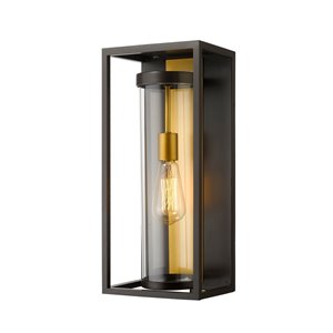 Z-Lite Dunbroch 18.25-in H Deep Bronze and Outdoor Brass Hardwired Medium Base (E-26) Outdoor Wall Light