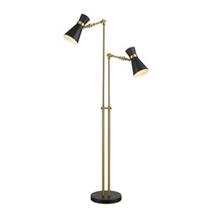 Z-Lite Soriano 56.6-in Matte Black and Heritage Brass Multi-Head Floor Lamp