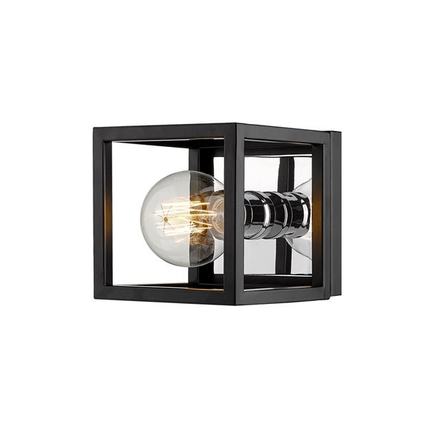 Z-Lite Kube 5.75-in W 1-Light Matte Black and Chrome Modern/Contemporary Wall Sconce