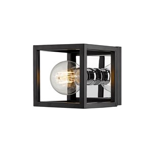 Z-Lite Kube 5.75-in W 1-Light Matte Black and Chrome Modern/Contemporary Wall Sconce