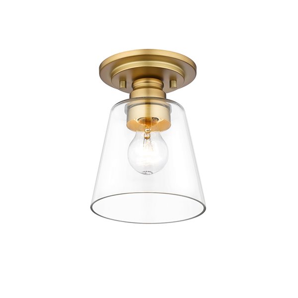 Z-Lite Annora 7.75-in Olde Brass Contemporary/Modern Halogen Flush Mount Light