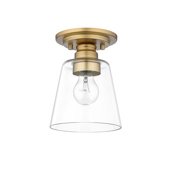 Z-Lite Annora 7.75-in Olde Brass Contemporary/Modern Halogen Flush Mount Light