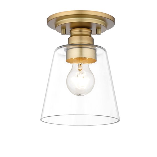 Z-Lite Annora 7.75-in Olde Brass Contemporary/Modern Halogen Flush Mount Light