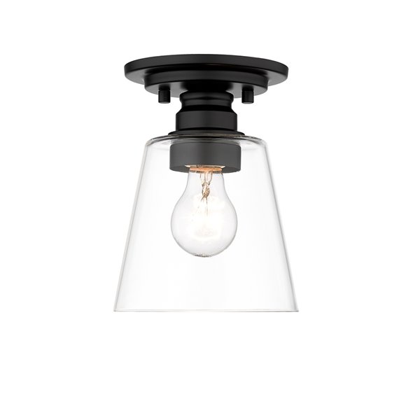 Z-Lite Annora 7.75-in Matte Black Contemporary/Modern Halogen Flush Mount Light