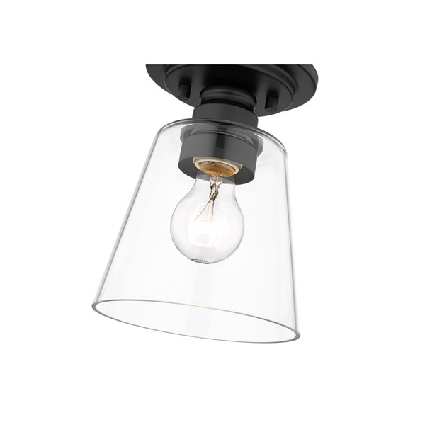 Z-Lite Annora 7.75-in Matte Black Contemporary/Modern Halogen Flush Mount Light