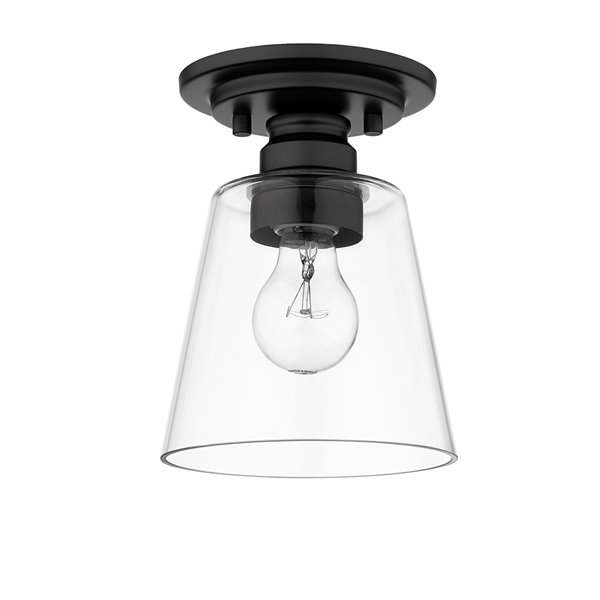 Z-Lite Annora 7.75-in Matte Black Contemporary/Modern Halogen Flush Mount Light