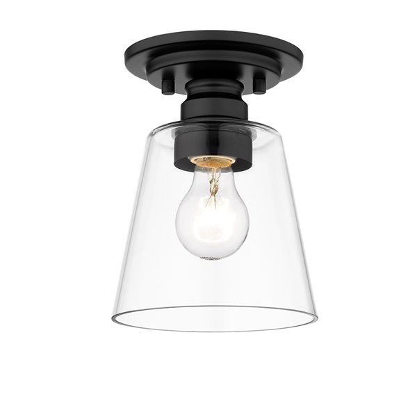 Z-Lite Annora 7.75-in Matte Black Contemporary/Modern Halogen Flush Mount Light