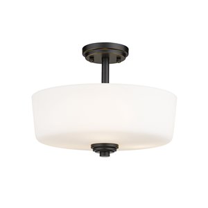 Z-Lite Arlington 14.75-in Matte Black Bohemian/Global Incandescent Semi-Flush Mount Light