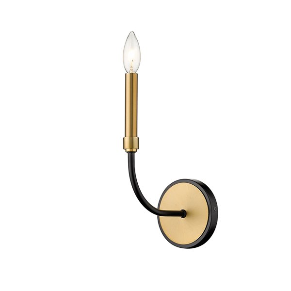 Z-Lite Haylie 5.25-in W 1-Light Matte Black and Olde Brass Transitional Wall Sconce