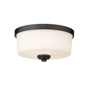 Z-Lite Arlington 12.25-in Matte Black Bohemian/Global Incandescent Flush Mount Light