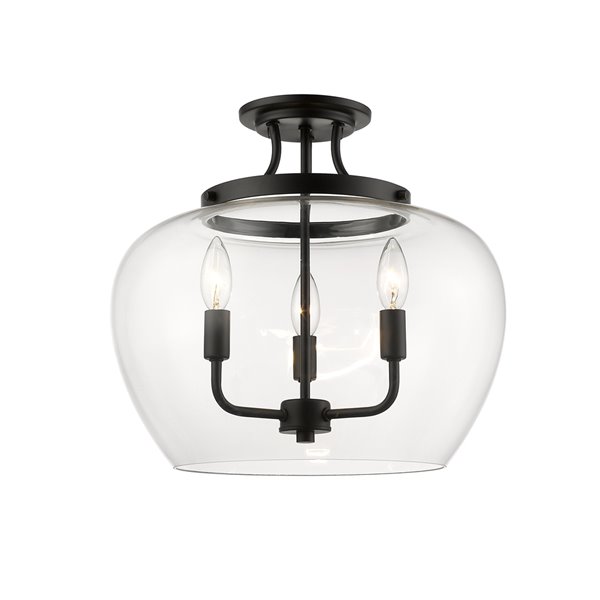 Z-Lite Joliet 15.75-in Matte Black Modern/Contemporary Incandescent Semi-Flush Mount Light