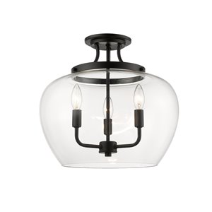 Z-Lite Joliet 15.75-in Matte Black Modern/Contemporary Incandescent Semi-Flush Mount Light