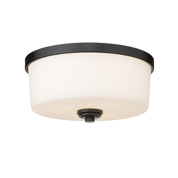 Z-Lite Arlington 14-in Matte Black Bohemian/Global Incandescent Flush Mount Light