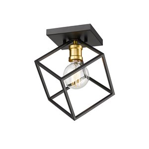 Z-Lite Vertical 10-in Bronze and Olde Brass Modern/Contemporary Incandescent Flush Mount Light