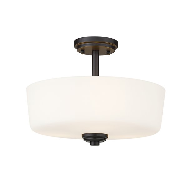 Z-Lite Arlington 14.75-in Bronze Bohemian/Global Incandescent Semi-Flush Mount Light