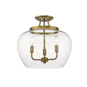 Z-Lite Joliet 15.75-in Olde Brass Modern/Contemporary Incandescent Semi-Flush Mount Light