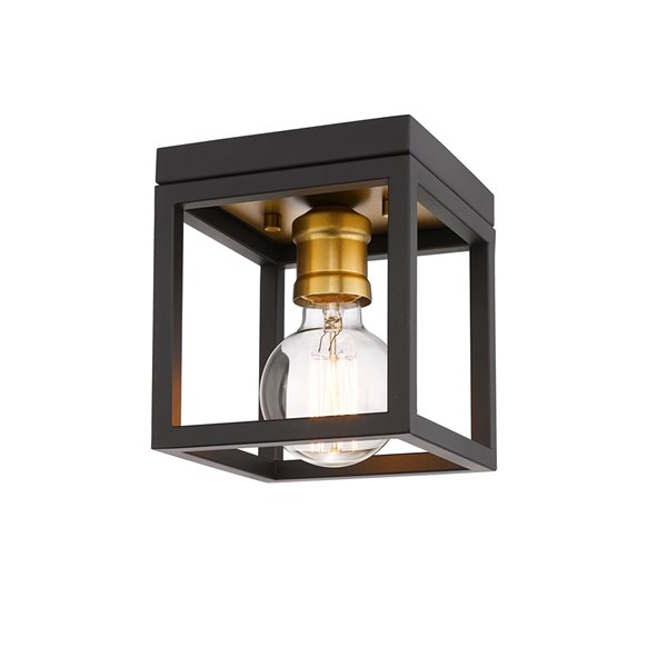 Z-Lite Kube 6.5-in Bronze and Olde Brass Modern/Contemporary Incandescent Flush Mount Light