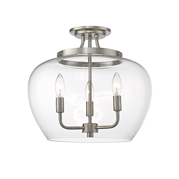 Z-Lite Joliet 15.75-in Brushed Nickel Modern/Contemporary Incandescent Semi-Flush Mount Light