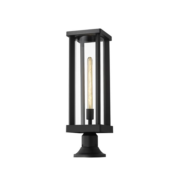 Z-Lite Glenwood 22-in x 7.5-in Black Hardwired Incandescent Complete Pier-Mounted Light