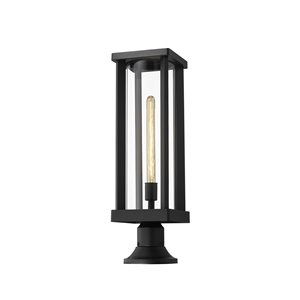 Z-Lite Glenwood 22-in x 7.5-in Black Hardwired Incandescent Complete Pier-Mounted Light