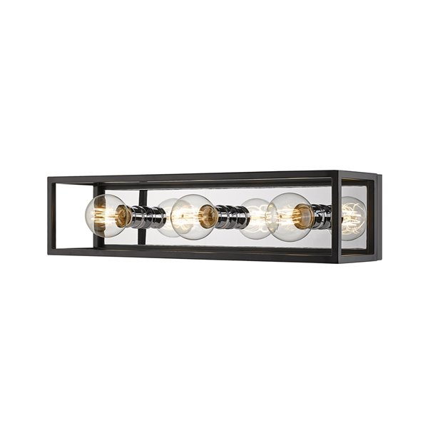 Z-Lite Kube 3-Light Matte Black and Chrome Modern/Contemporary Vanity Light