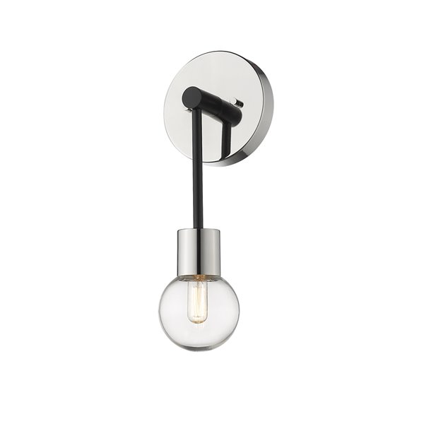 Z-Lite Neutra 6-in W 1-Light Matte Black and Polished Nickel Modern/Contemporary Wall Sconce