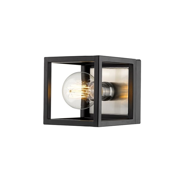 Z-Lite Kube 5.75-in W 1-Light Matte Black and Brushed Nickel Modern/Contemporary Wall Sconce