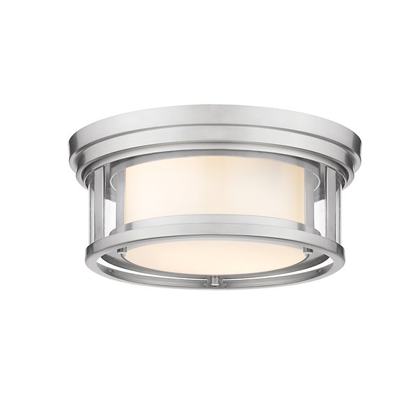 Z-Lite Willow 12-in Brushed Nickel Contemporary/Modern Incandescent Flush Mount Light