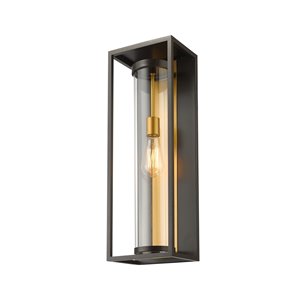 Z-Lite Dunbroch 24.25-in H Deep Bronze and Outdoor Brass Hardwired Medium Base (E-26) Outdoor Wall Light