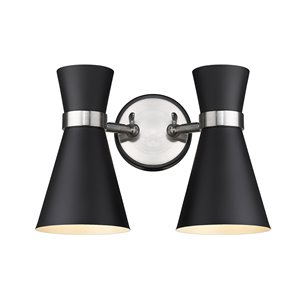 Z-Lite Soriano 12-in W 2-Light Matte Black and Brushed Nickel Modern/Contemporary Wall Sconce