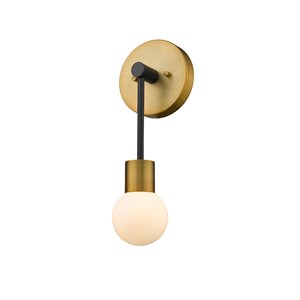 Z-Lite Neutra 6-in W 1-Light Matte Black and Foundry Brass Modern/Contemporary Wall Sconce