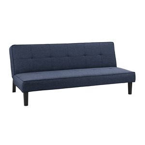 Canapé inclinable convertible moderne contemporain Yorkton en polyester de CorLiving, bleu égéen/noir