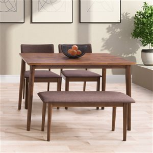 CorLiving Branson Contemporary Dining Room Set Rectangular Dining Table - 2-Chair 1-Bench - 27-in x 45-in - Warm Walnut/Brown