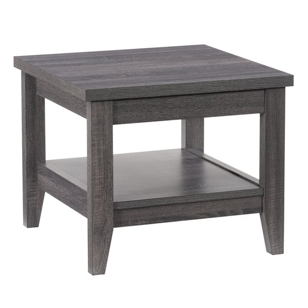 CorLiving Hollywood Contemporary Textured Laminate Finish Wood Veneer End Table - 1-Shelf - Dark Grey