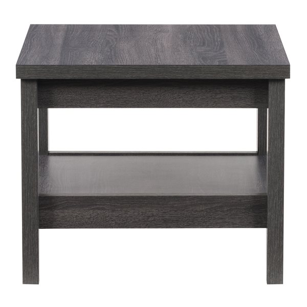 CorLiving Hollywood Contemporary Textured Laminate Finish Wood Veneer End Table - 1-Shelf - Dark Grey