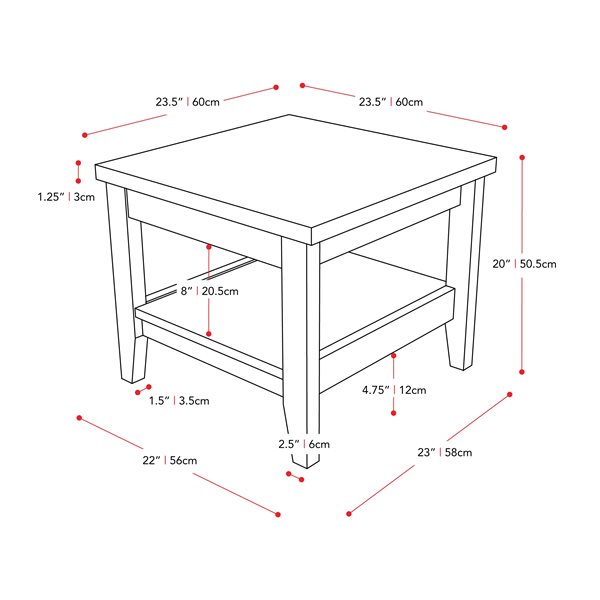 CorLiving Hollywood Contemporary Textured Laminate Finish Wood Veneer End Table - 1-Shelf - Dark Grey