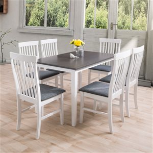 CorLiving Michigan Contemporary Dining Room Set Rectangular Dining Table - 6-Chair - 30-in x 47-in - White/Grey