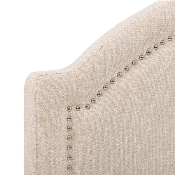 CorLiving Florence Contemporary Arched Soft Fabric Headboard Bed Frame - Standard Double/Full-Size - Cream