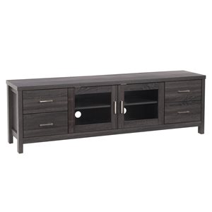 CorLiving Hollywood Modern/Contemporary TV Cabinet with Doors for TVs up to 85-in - 4-Drawer 4-Shelf - Ash Grey