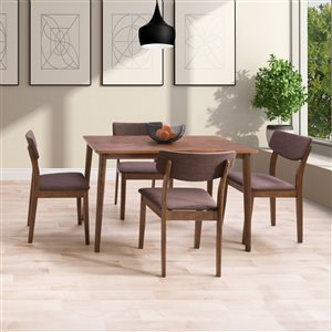 CorLiving Branson Contemporary Dining Room Set Rectangular Dining Table - 4-Chair - 27-in x 45-in - Warm Walnut/Brown