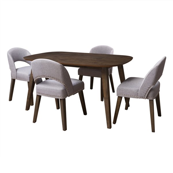 Ensemble de salle à manger New York de CorLiving avec table rectangulaire et 4 chaises, 27 po x 45 po, noisette/gris foncé