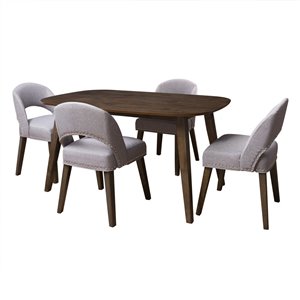 Ensemble de salle à manger New York de CorLiving avec table rectangulaire et 4 chaises, 27 po x 45 po, noisette/gris foncé