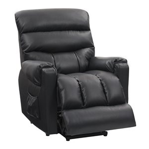 CorLiving Dallas Contemporary/Modern Faux Leather Upholstered Recliner - Black