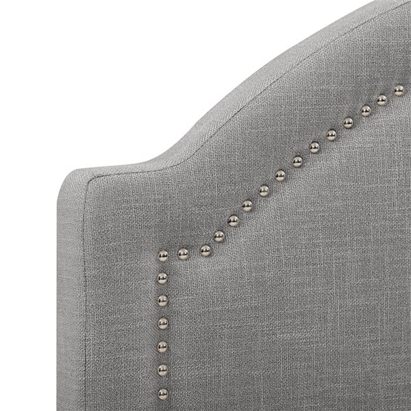 CorLiving Florence Contemporary Arched Soft Fabric Headboard Bed Frame - Standard Double/Full-Size - Light Grey