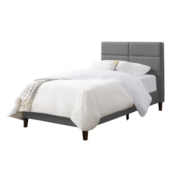 Corliving Bellevue Contemporary Tufted, Light Grey Bed Frame And Headboard