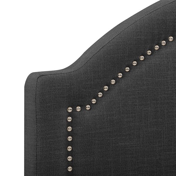 CorLiving Florence Contemporary Arched Soft Fabric Headboard Bed Frame - Standard Double/Full-Size - Dark Grey
