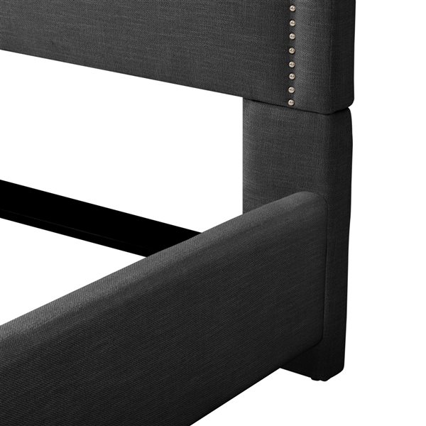 CorLiving Florence Contemporary Arched Soft Fabric Headboard Bed Frame - Standard Double/Full-Size - Dark Grey