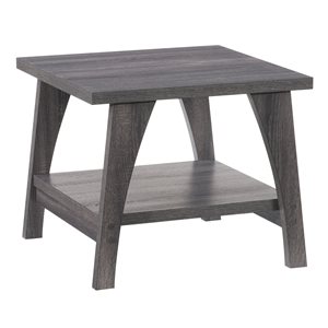 CorLiving Hollywood Contemporary Textured Laminate Finish Wood Veneer End Table - Bottom shelf - Dark Grey